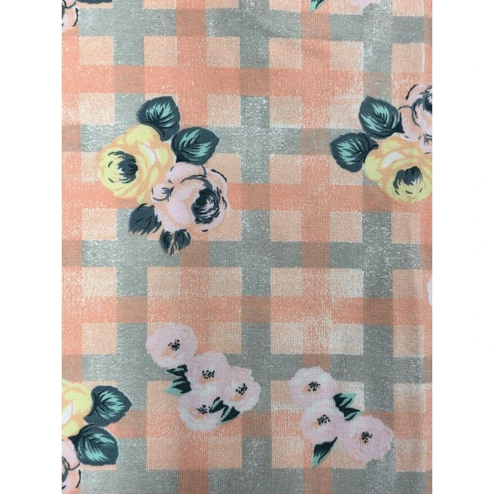 Gilda Marx VTG 90s Kids Cotton Peach Plaid Floral Biketard Singlet Size 12/14